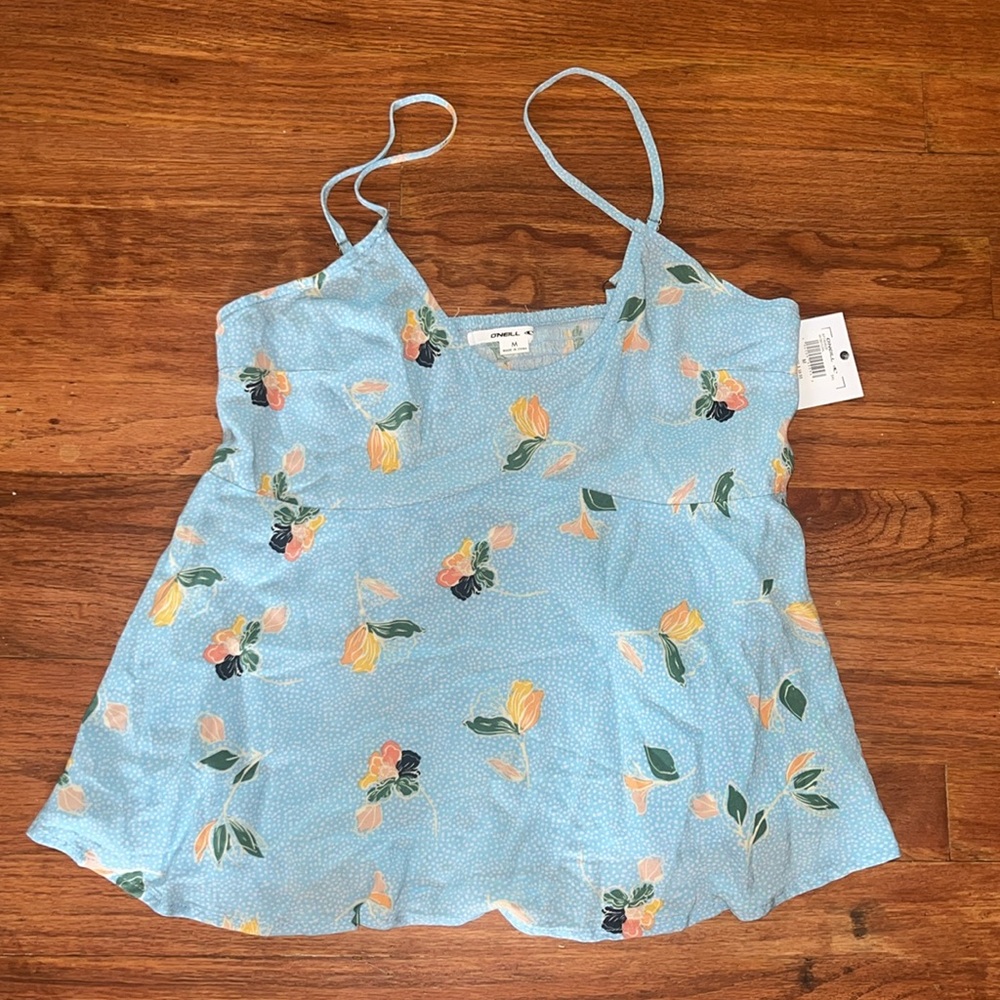 Floral Blue Spaghetti Strap Top